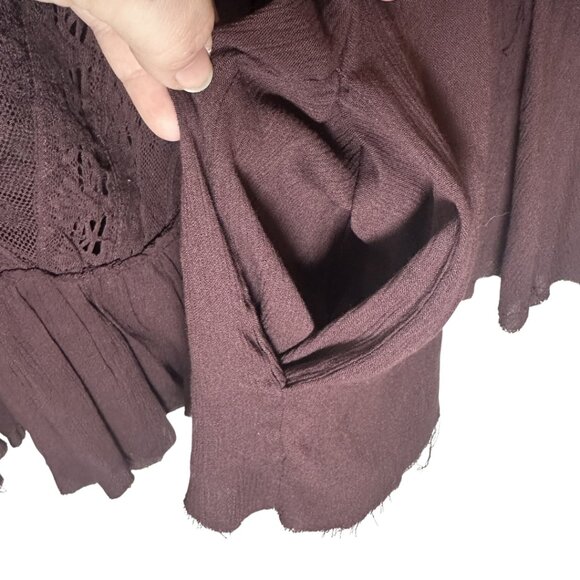 Free People Lace Swing Mini Oversized Dress - Bell Sleeves, Tie‑Back, Size Small - Picture 7 of 10